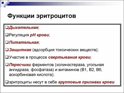 Эритроциты выполняют функцию ответ
