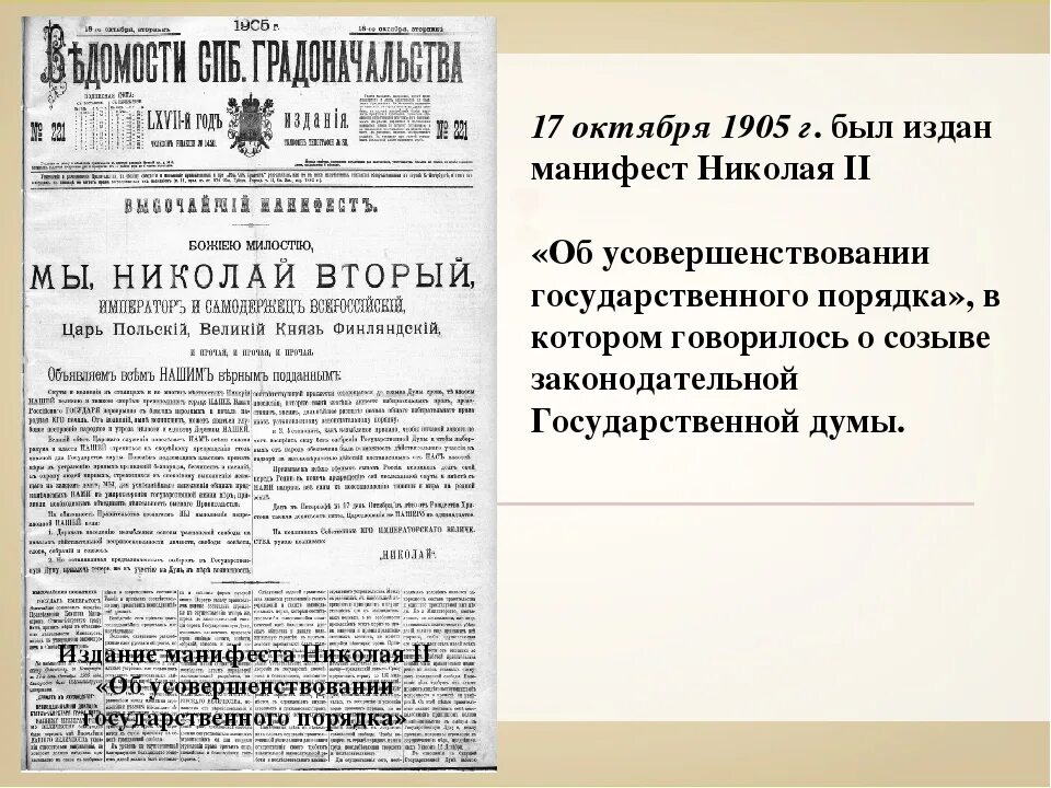 Манифест Николая 2 1905 г. Манифест Николая 2 17 октября 1905 г. Vfybatcnниколая 2.