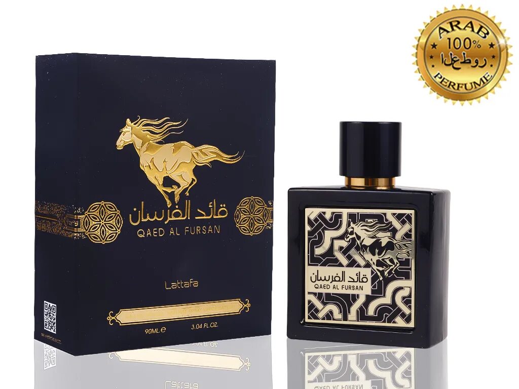 Teriaq lattafa perfumes. Lattafa Qaed al Fursan EDP 90 ml. Духи Lattafa Qaed al Fursan. Qaed al Fursan духи арабские. Цена Parfums Qaed al Fursan.