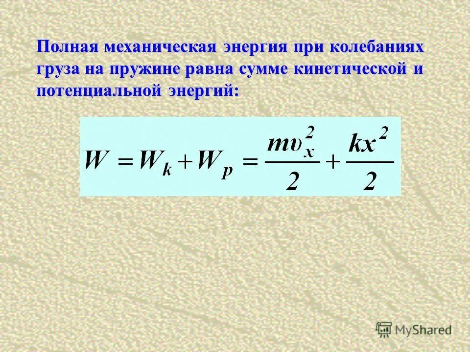 Колебания груза на растянутой пружине