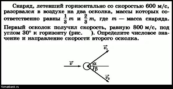 Снаряд выпущенный из пушки вертикально вверх. Разрыв снаряда физика. Решение задач по физике с разрывом снаряда. Задача на разрыв снаряда. Снаряд летевший горизонтально со скоростью v=400м/с.