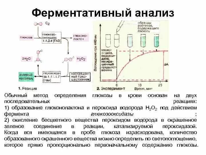 В каком анализе глюкоза. Метод определения Глюкозы в крови биохимия. Метод количественного определения Глюкозы в сыворотке крови. Определение Глюкозы фотометрическим методом. Ферментативный метод определения Глюкозы в крови.