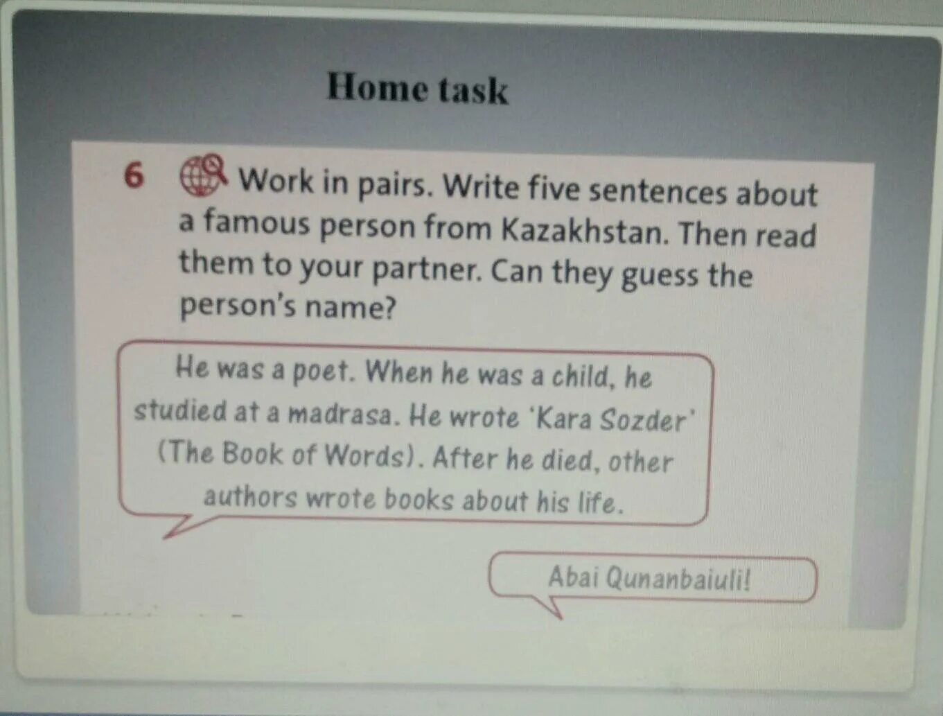 Work in pairs. Write 5 sentences about Awaza. Work in pairs write Five sentences about what you must and must not do at the Table. Work in pairs write