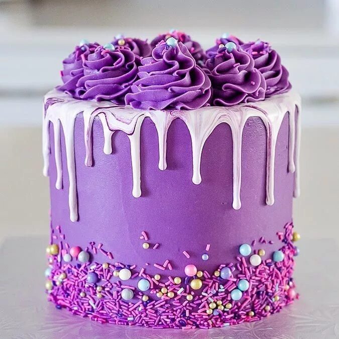 Cake decorating. Декор торта для девочки. Розово сиреневый торт. Фиолетовый торт. Красивые торты на день рождения.