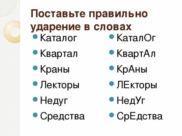 Ударение краны торты. Каталог ударение в слове. Постановка ударения в словах. Поставьте правильное ударение в словах. Каталог как правильно ударение.