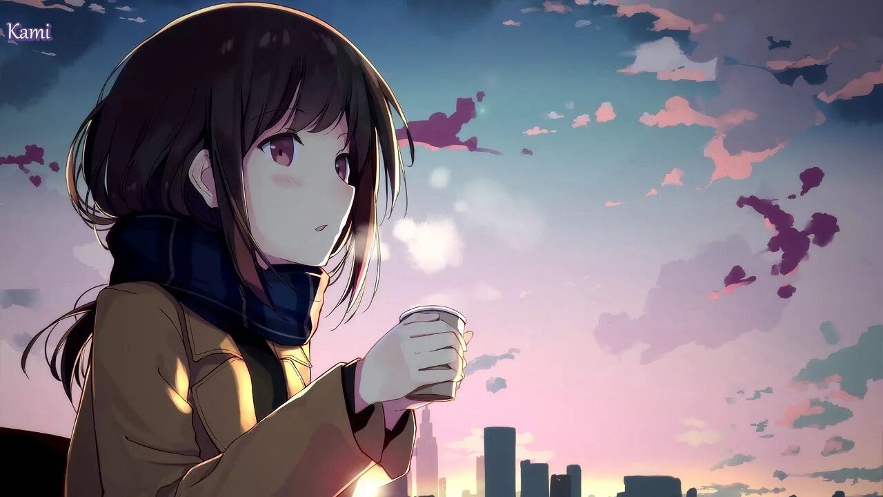 Песня if we have each other. Аниме girl drinking Coffee. Аниме тян арт. Доброе аниме. Утро арт.