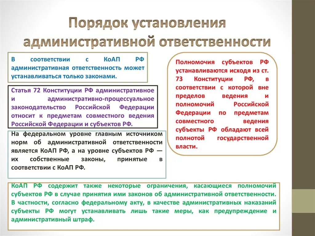 Административный кодекс рф виды административных наказаний. Порядок реализации административной ответственности. Порядок установления административной ответственности. Процедура привлечения к административной ответственности. Порядок привлечения к ответственности.