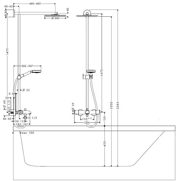смеситель для ванны межосевое расстояние 140 мм. расстояние между трубами смесителя для ванной. какое расстояние смесителя для ванной. высота крана над ванной от пола стандарт. установка высота крана для раковины в ванной.