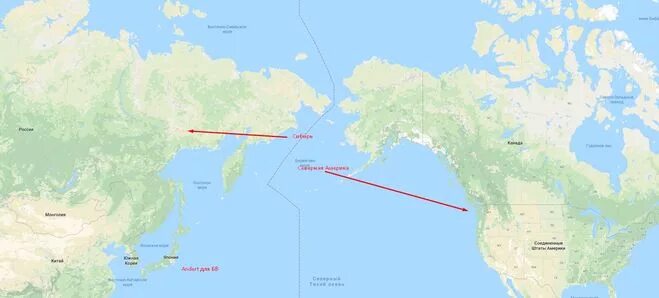 Пролив отделяющий северную америку от евразии называется