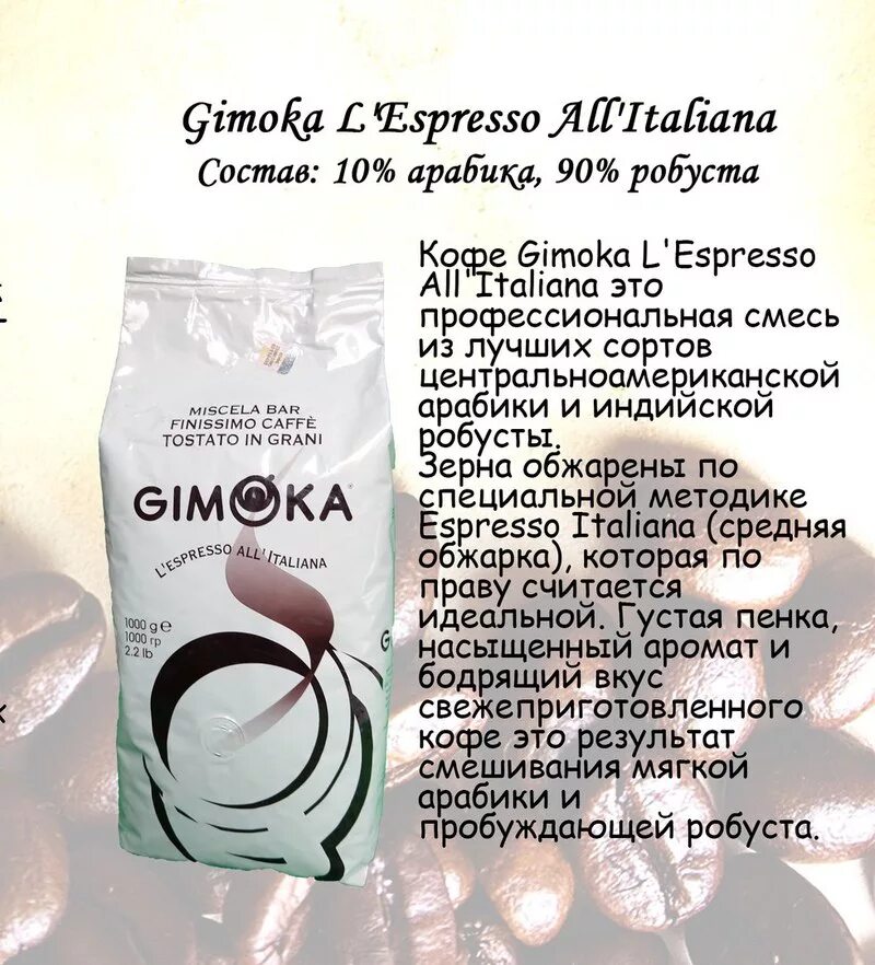 Состав арабики кофе. Кофе Gimoka состав. Кофе Джимока в зернах. Арабика состав. Gimoka Espresso.