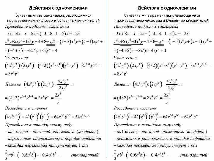 Действия с одночленами. Действия с одночленами примеры. Одночлены и многочлены действия над ними. Правила действий с одночленами. Решение многочленов 7 класс с ответами