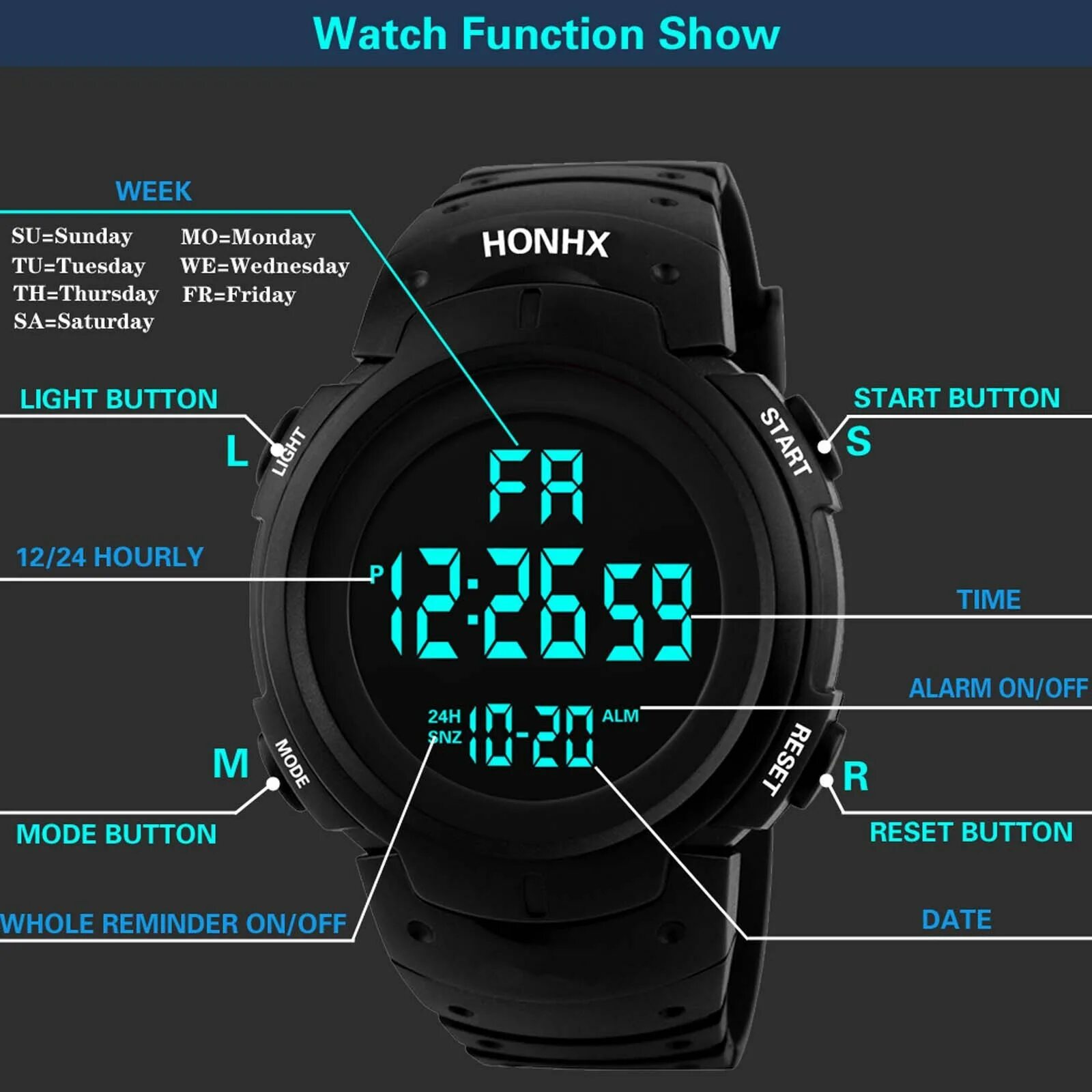 Наручные электронные часы Samoa wr50m. Часы HONHX. Электронные часы с секундомером. Часы наручные мужские HONHX. Как настроить часы с 6 кнопками