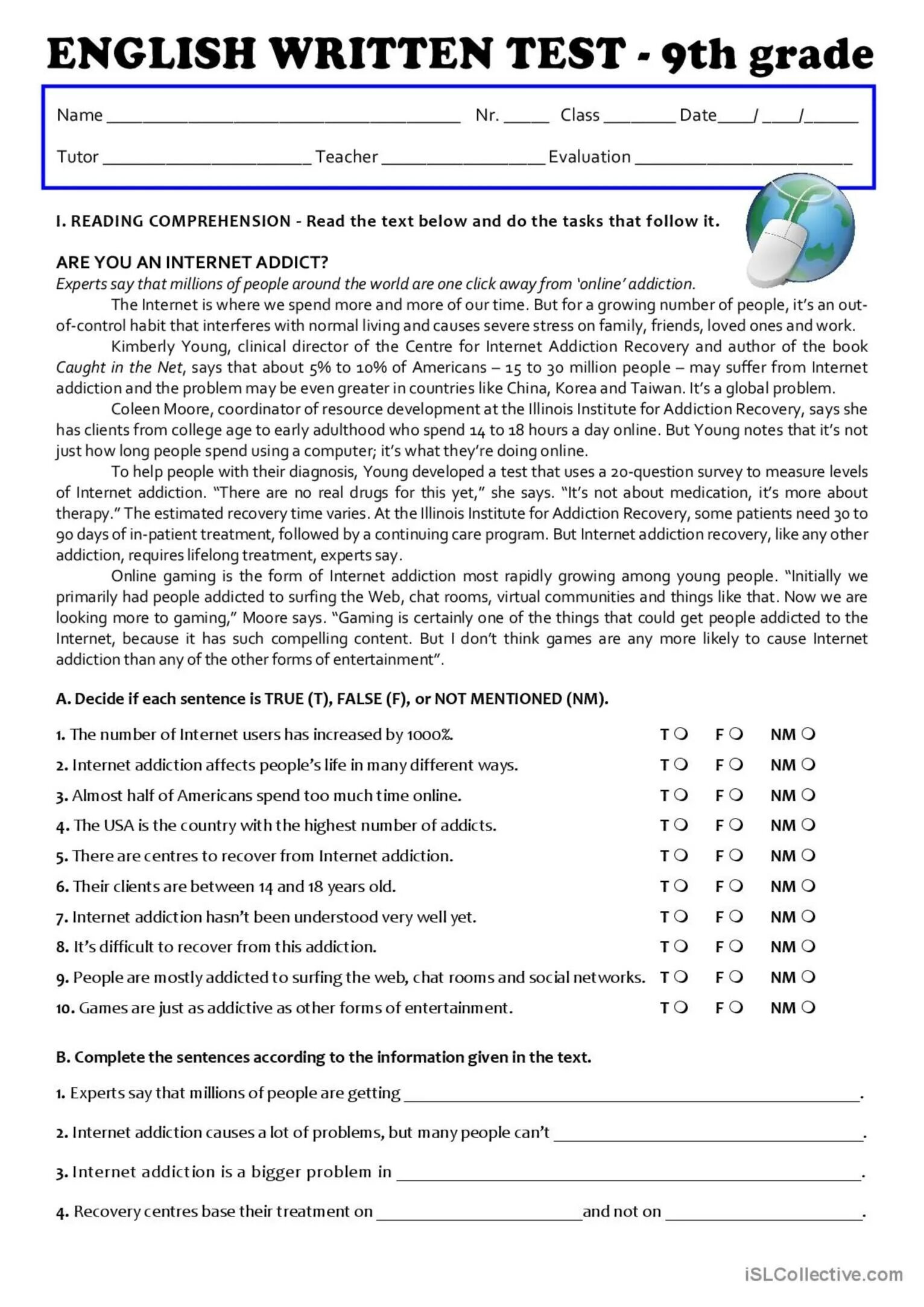 Testing english text. English written test 9th grade ответы. английский тест 9 класс 9th grade. reading comprehension тесты. reading comprehension 5 класс английский.