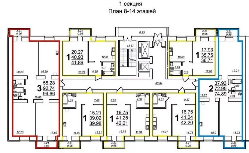 План панельного дома. Панельный дом план этажа. План секции. Планировка 14 этажного панельного дома.