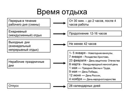 Виды отдыха по трудовому кодексу