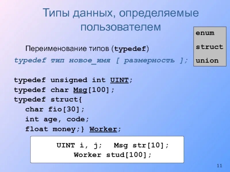 Типы данных, определяемые пользователем. Типы данных определяемые пользователем с++. Что определяет Тип данных. Enum Тип данных. Enum int