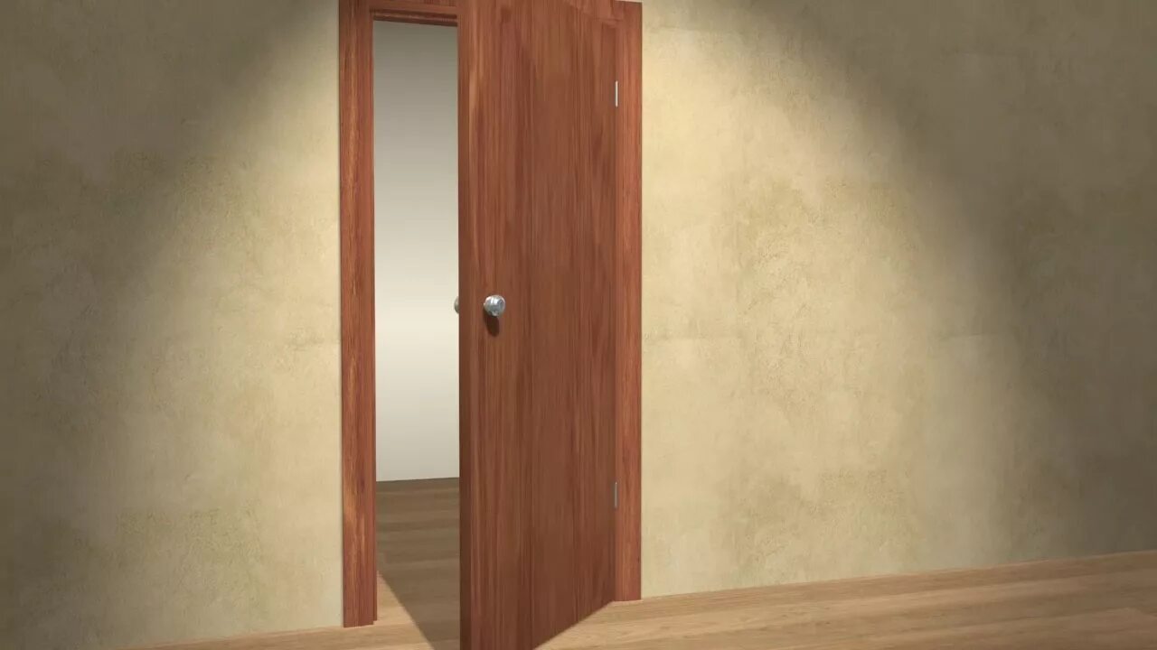 Межкомнатные двери открывающиеся внутрь. Дверь из фанеры. Вид двери открывающейся внутрь комнаты. Дверь открывается в проем двери. Распознающий дверь.