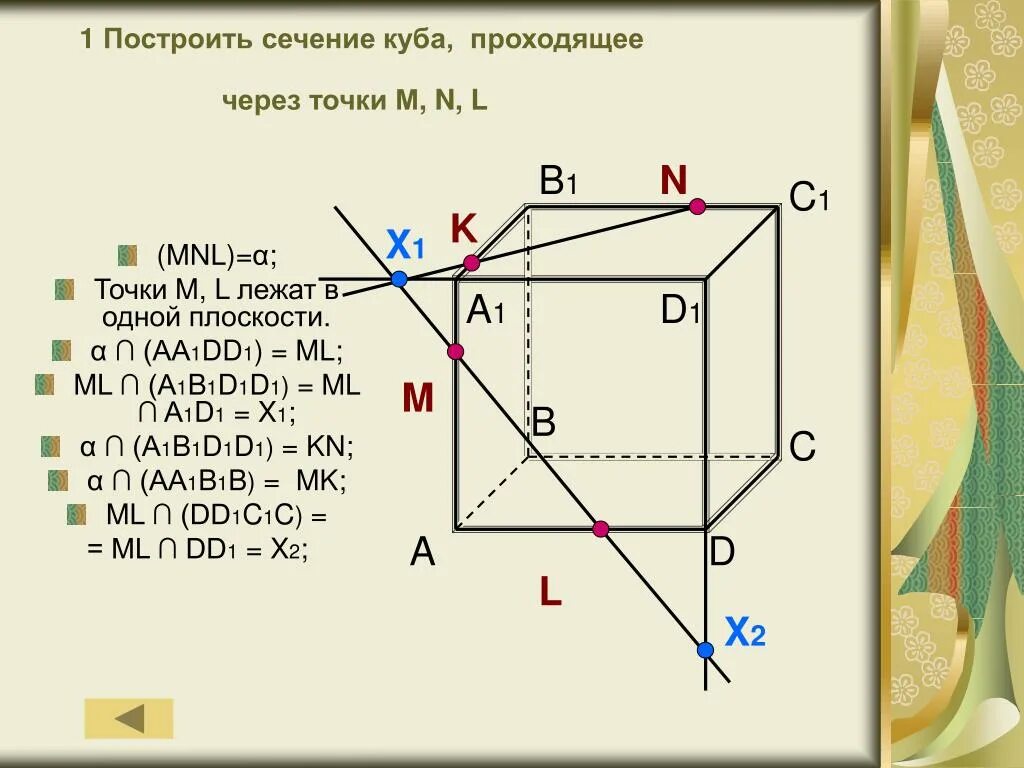 Построить сечение и найти его площадь. Построение сечений в кубе по трем точкам. построить сечение в кубе по трем точкам. задачи на построение сечений куба. как строить сечение куба по 3 точкам.