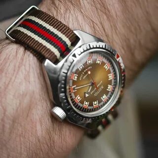 Wrist shot of my Vostok Amphibia 470 Anti-magnetic on a NATO strap. 