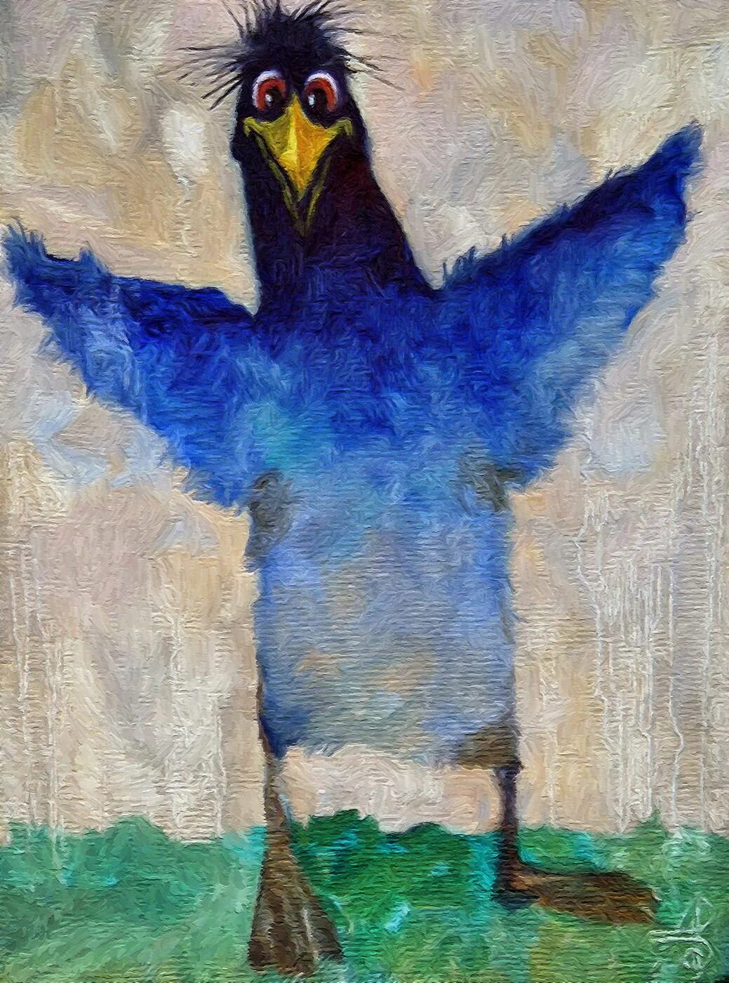Willing bird. Синяя птица живопись. Картина птицы.