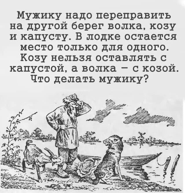 Волк коза и капуста задача. Загадка про волка козу и капусту. Загадка про волка козу и капусту с дедом в лодке. Задача про волка козу. Загадка про козу капусту