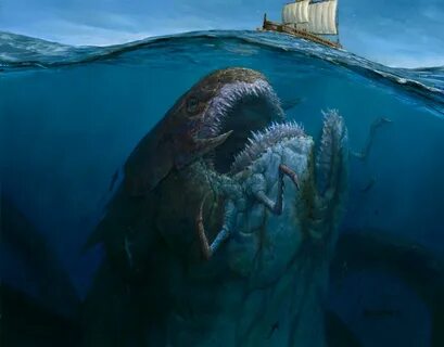Huge Sea Monster about to sink a ship Monster Art, Fantasy Monster, Ocean M...