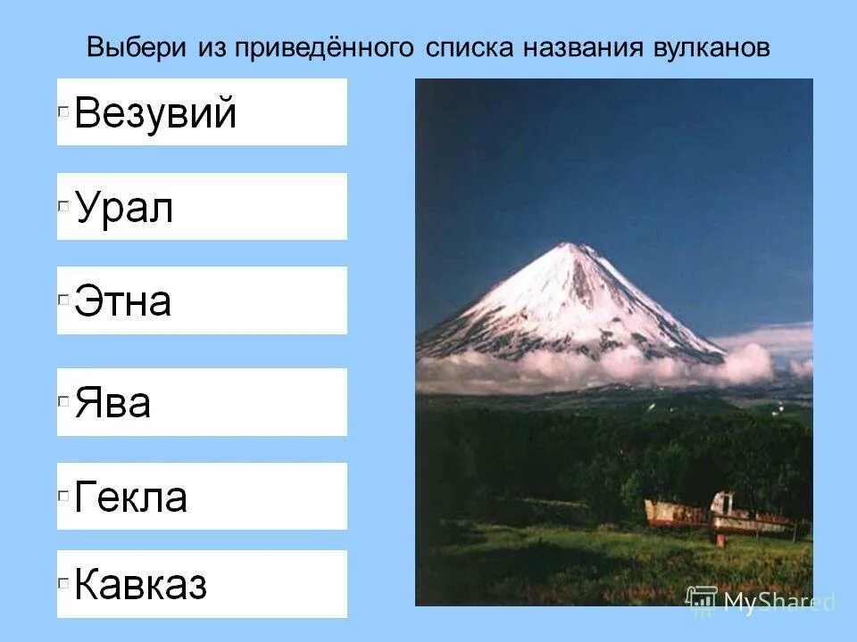 Название вулканов в россии. Название вулканов.