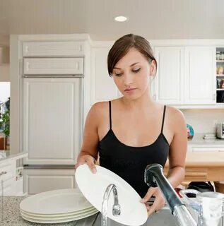 Wife cleaning up