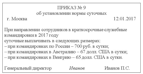 Суточные при однодневной командировке. Приказ о суточных в командировке. Приказ о суточных образец. Приказ об установлении норм суточных. Приказ на сумму суточных в командировке.