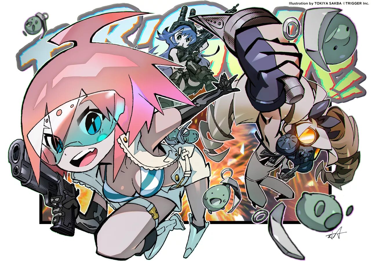 Студия триггер. Trigger студия concept art. trigger аниме. studio trigger. trigger anime studio.