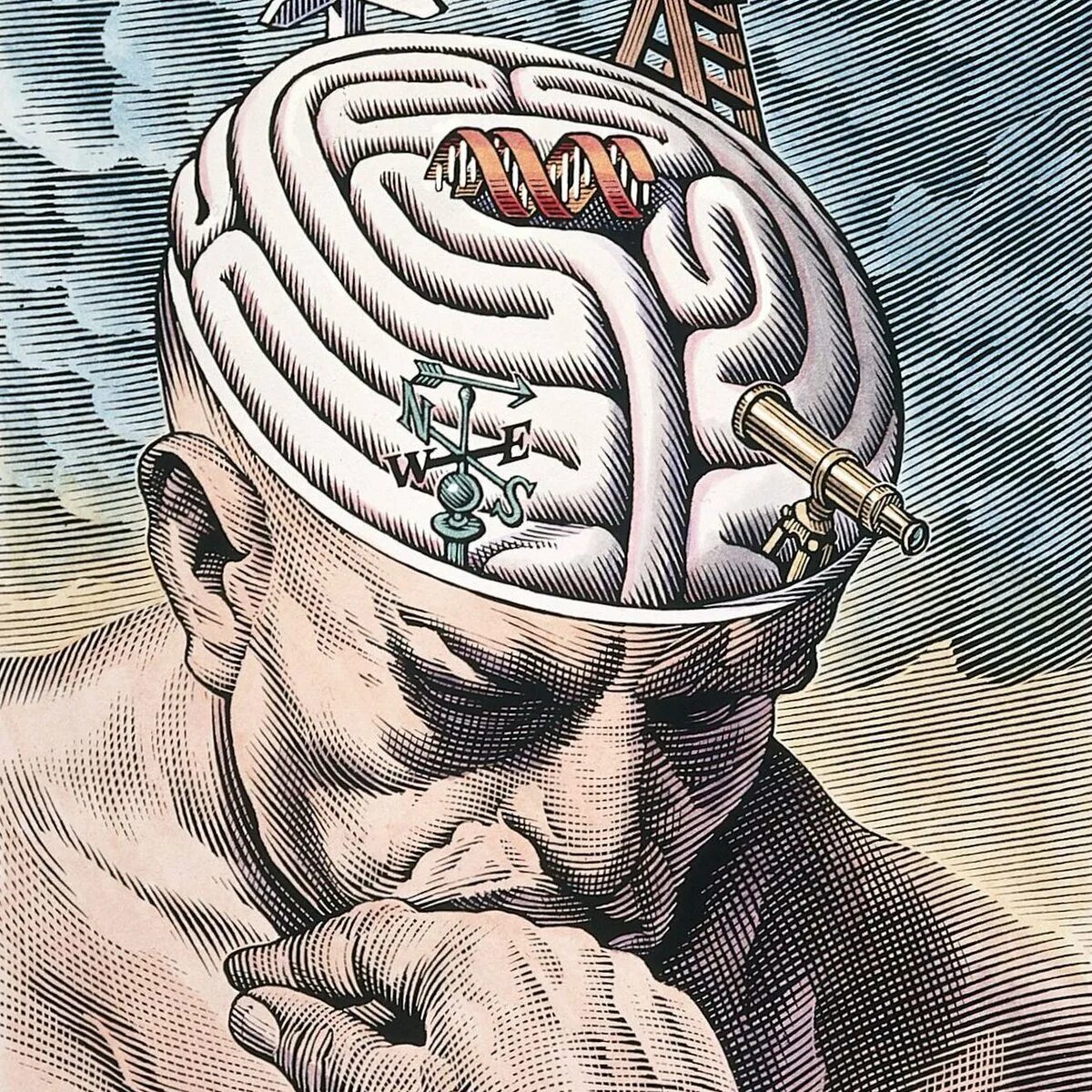 Мысли головного мозга. Мозг карикатура. Мозг живопись. Картина мозги. Психоанализ мозг.