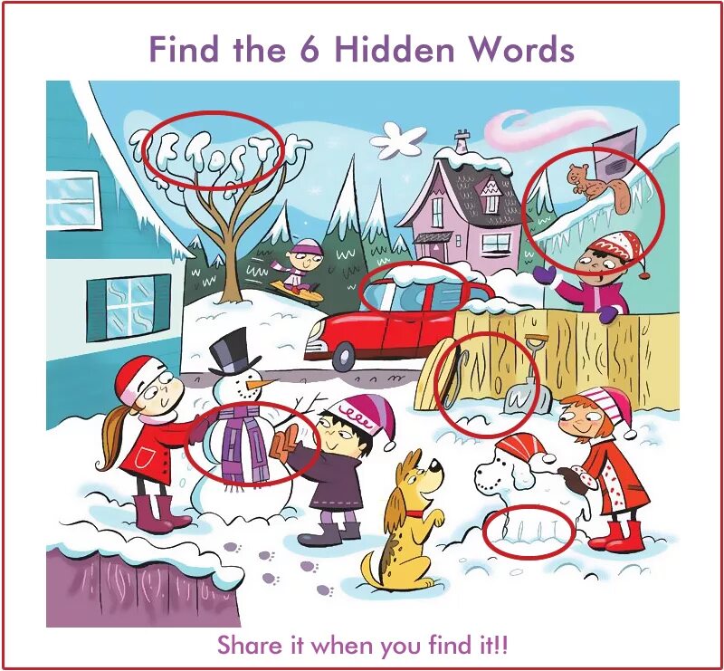 Find hidden Words. Find hidden Words in the picture. Find 6 hidden Words. Find Words in the picture.