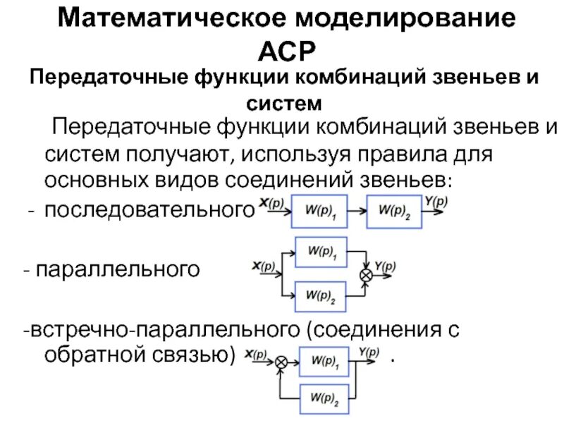 Статические преобразования. Передаточные функции соединений звеньев. Структурная схема с последовательным соединением звеньев. Передаточная функция САУ. Передаточная функция САУ С обратной связью.