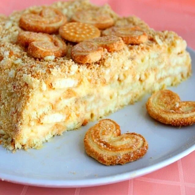 торт уралочка. наполеон насыпной. торт "ленивый наполеон". наполеон из ушек с заварным кремом. рецепт торта из печенья ушки без выпечки.