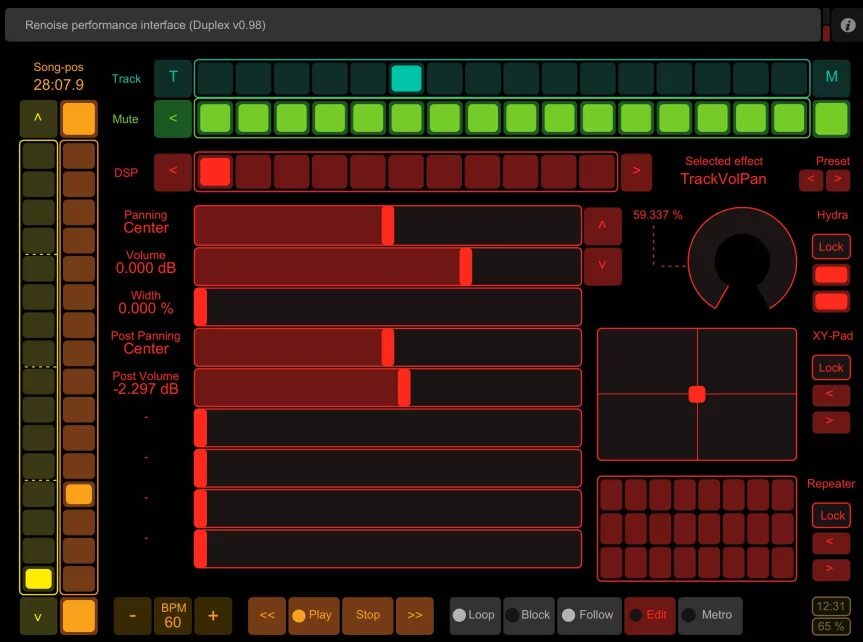 Renoise. TOUCHOSC управление громкостью. Renoise 3.4.2. MADTRACKER записи.