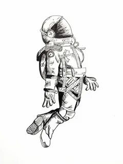 Рисунок космонавта карандашом