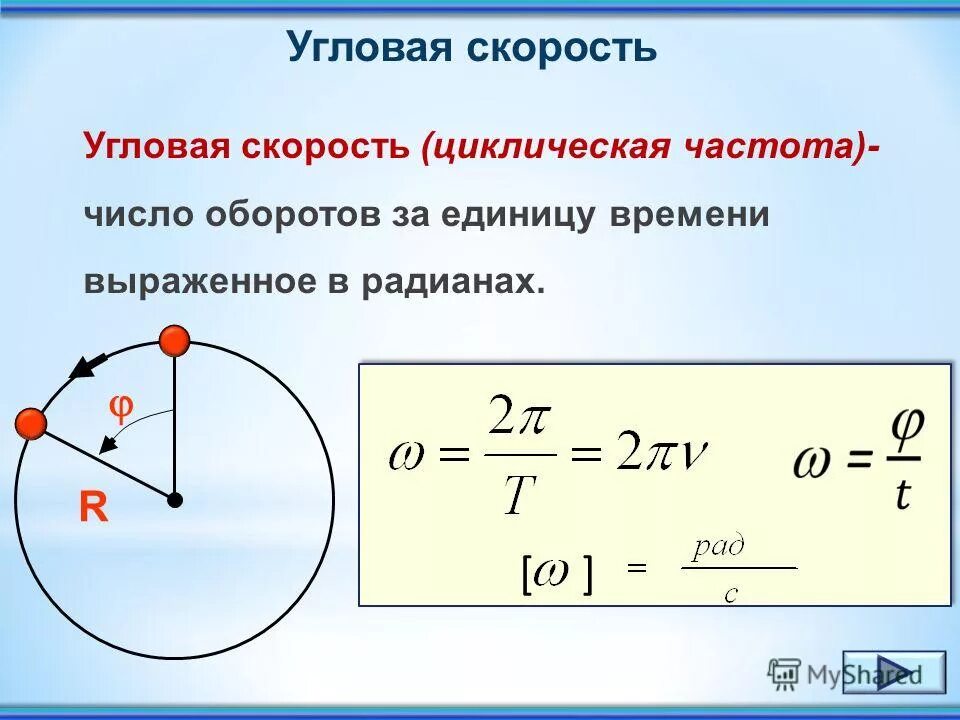 Скорость через угловую скорость и радиус