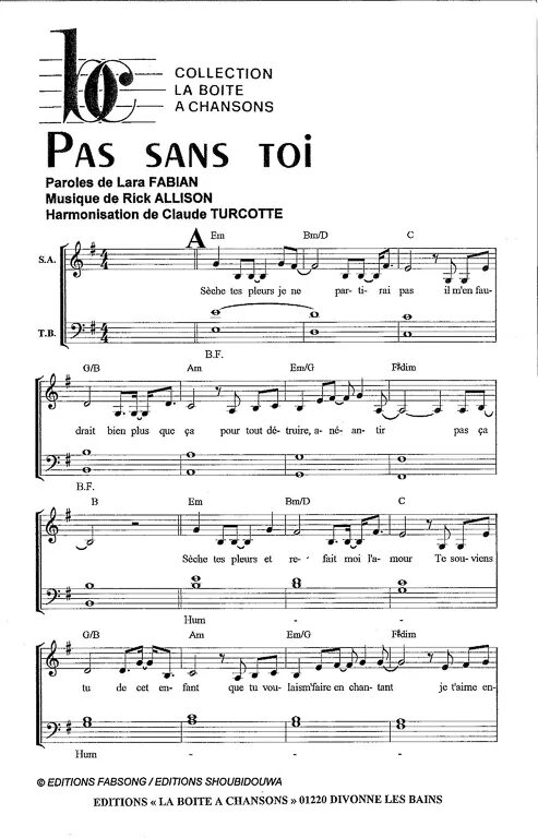 Pas sans. Chanson sans paroles фортепиано. Meur. Pas sans toi. Lara fabian je t'aime ноты.