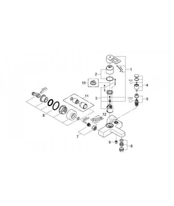 Ремонт душа grohe. Разобрать смеситель Грое для ванной с душем. Смеситель для ванны Grohe переключатель душа. Схема смесителя Grohe для ванной с душем. Деталировка смесителя для ванной Грое 34478.
