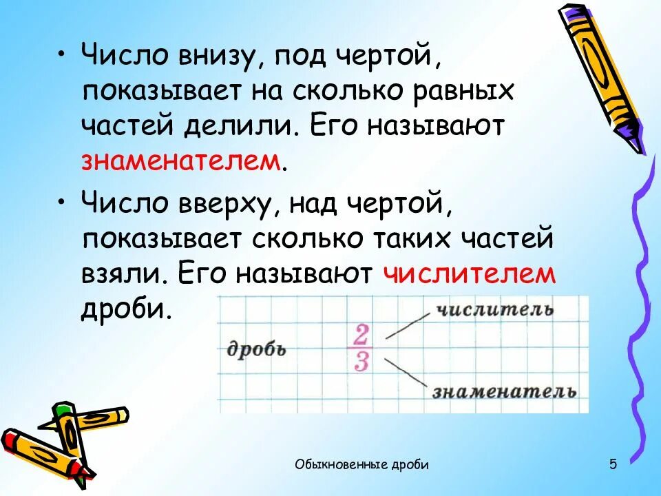 Число над чертой дроби называется. Дроби 5 класс презентация. презентация на тему обыкновенные дроби. презентация по математике дроби. обыкновенные дроби 5 класс презентация.