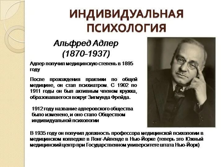 Методы индивидуальной психологии. Индивидуальная психология а. Адлера(1870–1937).