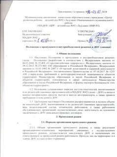 Приказ о назначении пропускного режима