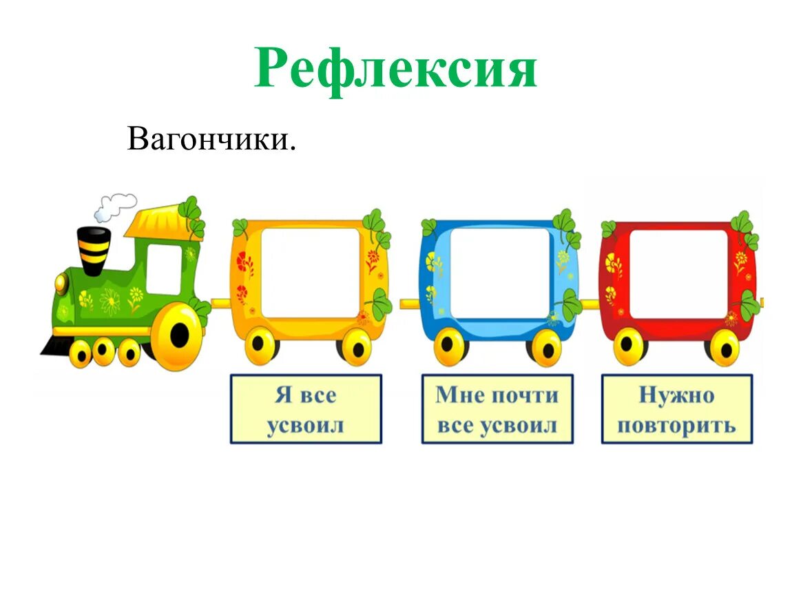 Зеленый поезд слова. Рефлексия паровозик с вагончиками. Рефлексия поезд с вагончиками. Паровозик с вагонами для рефлексии. Математические вагончики для дошкольников.