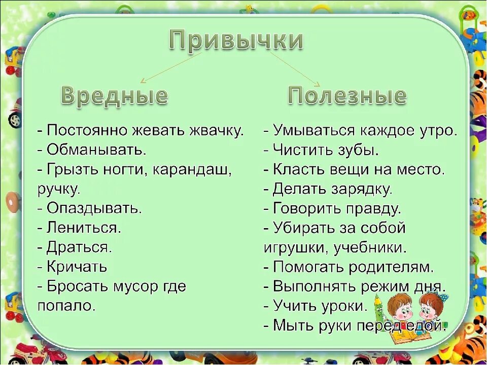 Писать полезно. Полезные и вредные привычки. Вредные привычки список. Вредные и полезные привычки для детей. Хорошие привычки список.