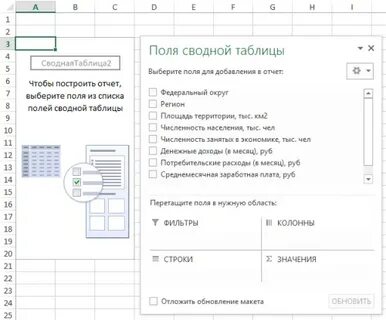 Поле данных в сводной таблице