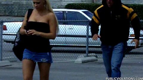 Busty Blonde Get Her Top Pulled Down In Public! 