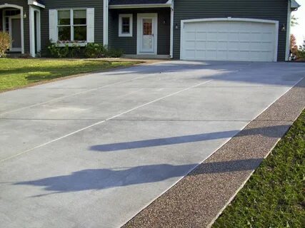 Concrete Driveway with Exposed Aggregate Borders Jardins, Externos, Quintal...