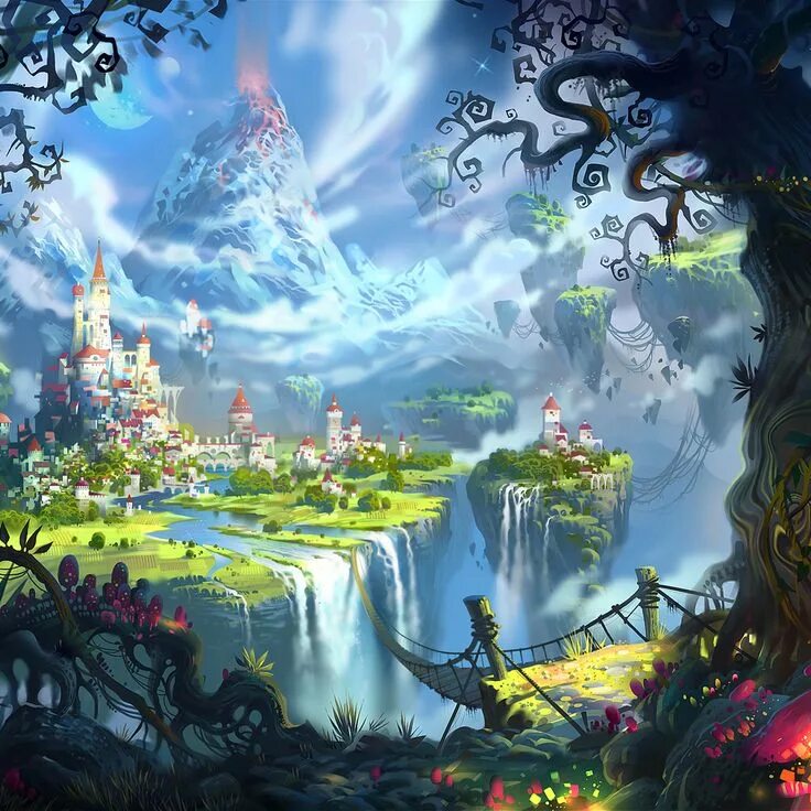 Бесплатная электронная fantasy worlds. Сказочная Страна. Фэнтези пейзажи. Сказочный мир. Сказочный замок.