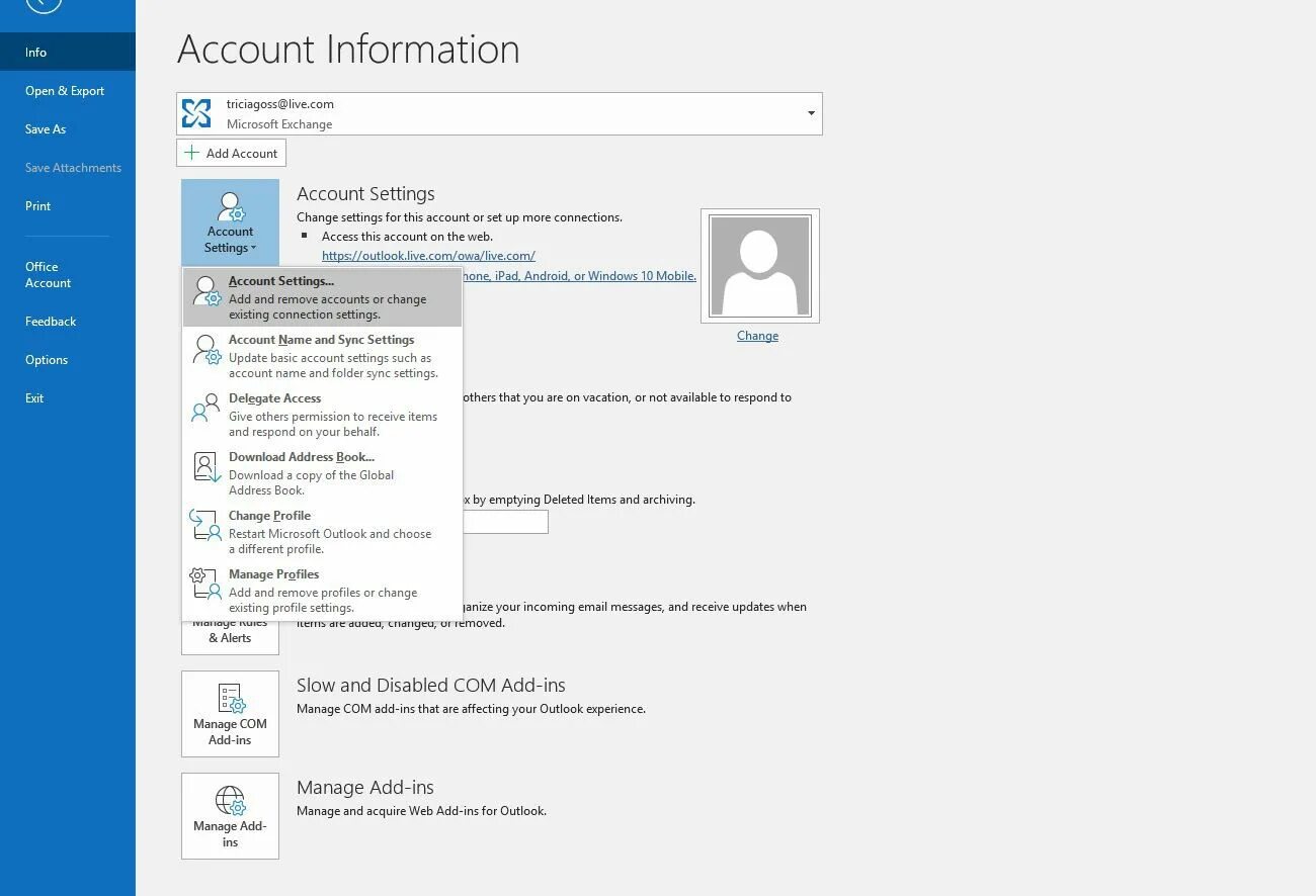 Account options