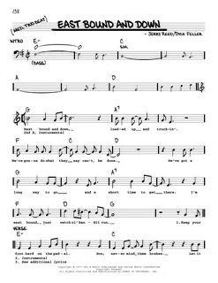Jerry Reed "East Bound And Down" Sheet Music Download Printable P...